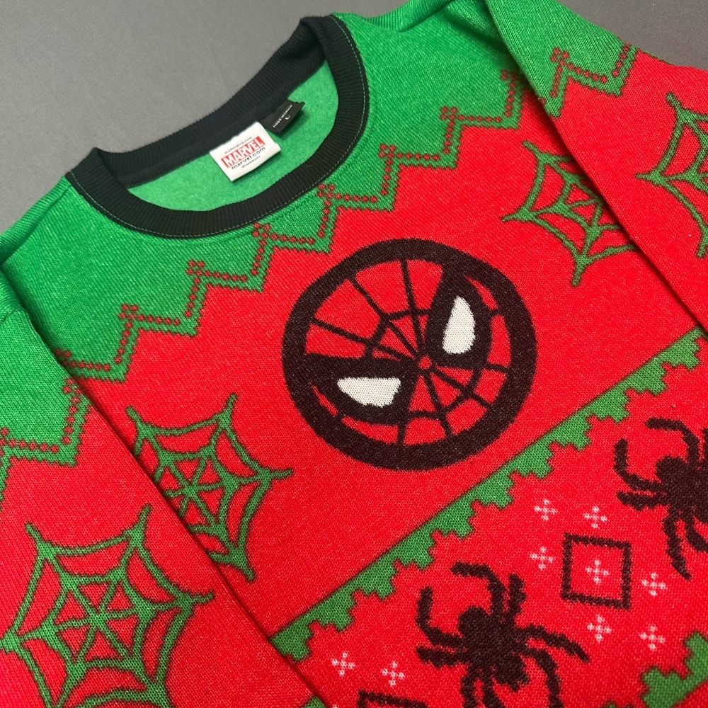 Marvel Spider-Man Red and Green Holiday Sweater